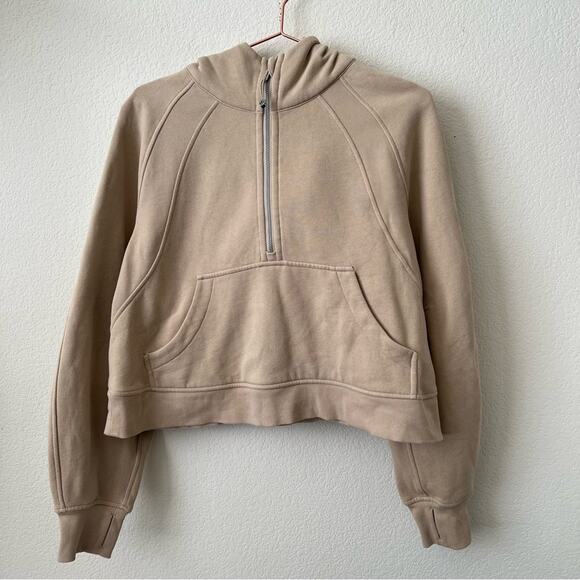 Lululemon Scuba Oversized 1/2 Half Zip Hoodie hooded sweatshirt Trench Tan - Picture 6 of 10